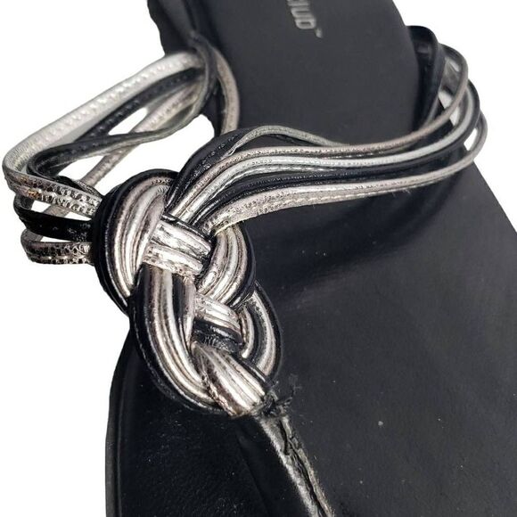 Montego Bay Club Black and Silver Sandals Flip Flops - Picture 3 of 8